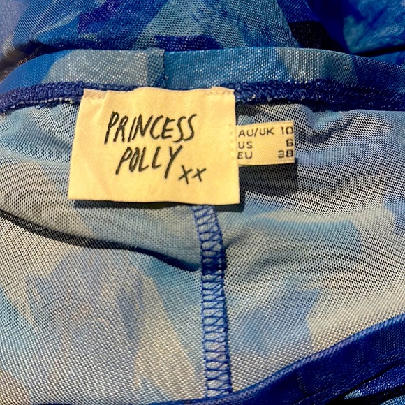 Princess Polly Allen Floral Blue Flare Pants- size 6 - Picture 2 of 5